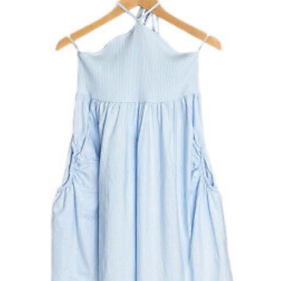 Zara Elegant Blue Halter Dress - Picture 2 of 4